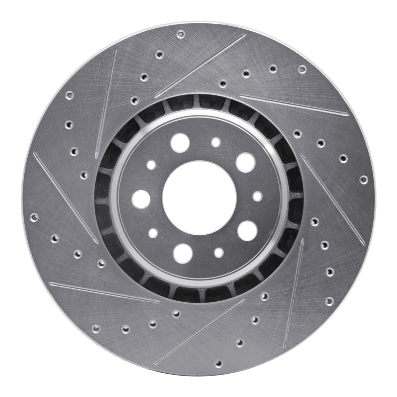 Volvo XC90 Brake Rotor (1) - Front Left - R1 Concepts - Drilled & Slotted - Silver - `03-`09